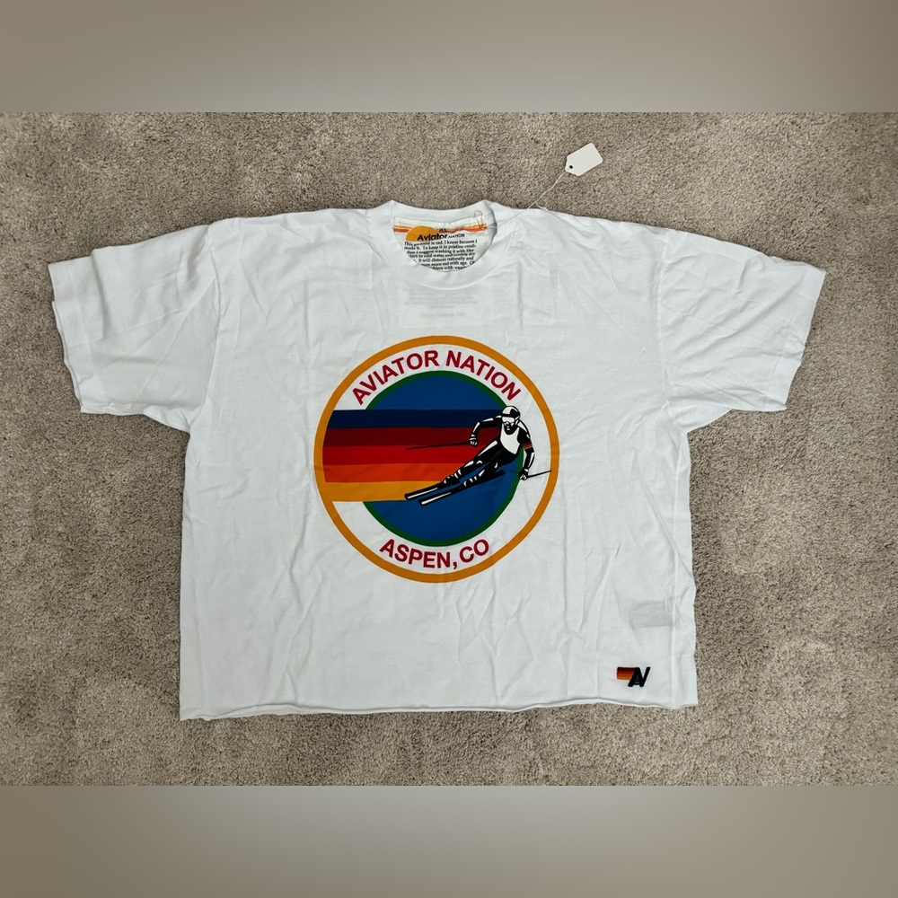 AVIATOR NATION WOMENS XL SIGNATURE BOYFRIEND TEE - WHITE BNWT